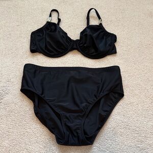 Christina Black Bikini Underwire Adjustable Straps No Size Tag Bottoms Size 14